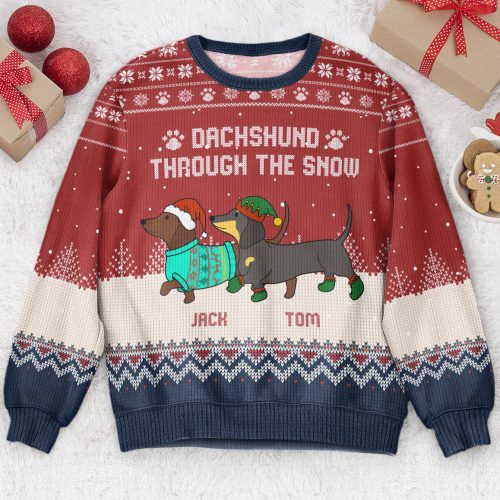 Dachshund Through The Snow - Personalized Ugly Sweater